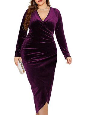 Plus Size Velvet Bodycon Dress for Women | Sexy Cocktail Party Dress